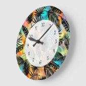 Tropical Hawaiian Theme Palm Blätter Moderne Große Wanduhr (Winkel)