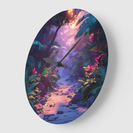 Tropical Hawaiian Walking Path  Große Wanduhr (Winkel)