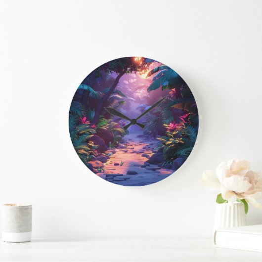 Tropical Hawaiian Walking Path  Große Wanduhr (Zuhause)
