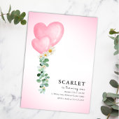 Tropical hearts balloons simple first birthday   einladung