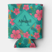 Tropical Hibiscus and Palm Leaf Pattern Dosenkühler (Vorderseite)