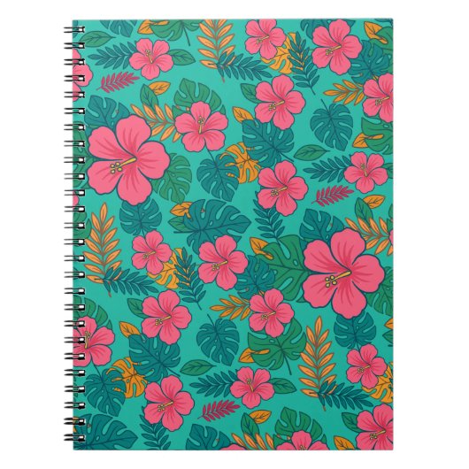 Tropical Hibiscus and Palm Leaf Pattern Notizblock (Vorderseite)