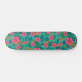 Tropical Hibiscus and Palm Leaf Pattern Skateboard (Horizontal)