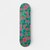 Tropical Hibiscus and Palm Leaf Pattern Skateboard (Vorne)