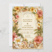 Tropical Hibiscus Beach Botanical Wedding Einladung (Vorderseite)