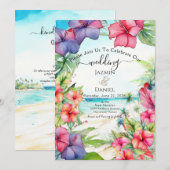 Tropical Hibiscus Beach Einladung (Vorne/Hinten)
