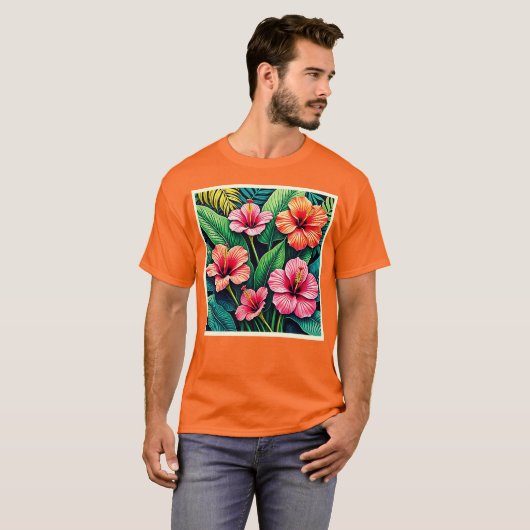 Tropical Hibiscus Bloom Artistry T-Shirt (Vorne ganz)