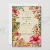 Tropical Hibiscus Botanical Wedding Einladung (Vorderseite)