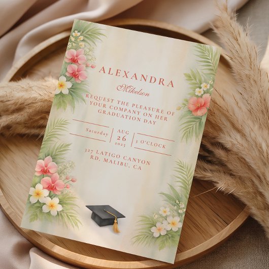 Tropical Hibiscus Floral Graduation Einladung
