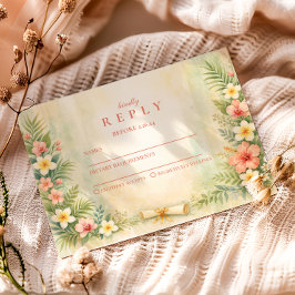 Tropical Hibiscus Floral Graduation RSVP Karte