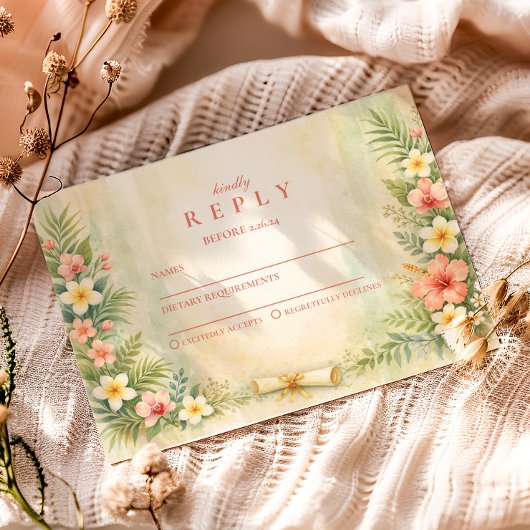 Tropical Hibiscus Floral Graduation RSVP Karte