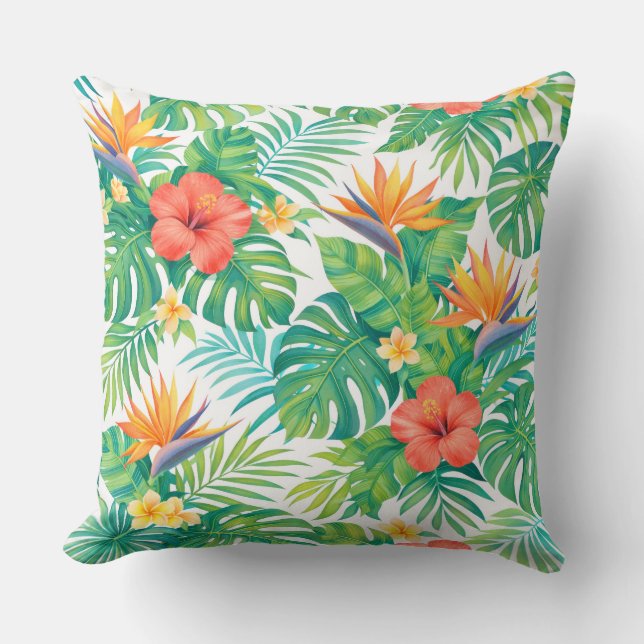 Tropical Hibiscus Floral Kissen (Vorderseite)