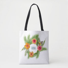 Tropical Hibiscus Floral Wreath Tote Bag Tasche