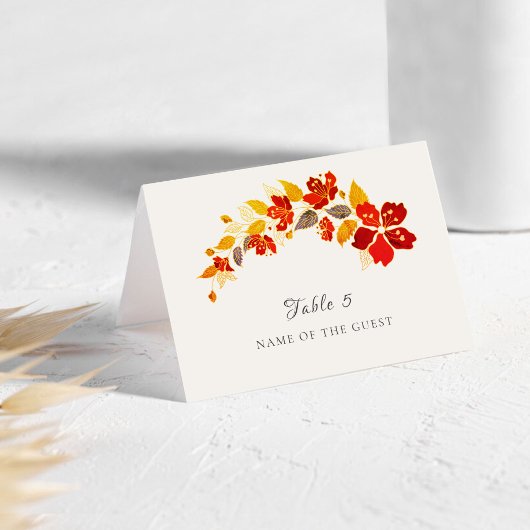 Tropical Hibiscus Florals Wedding Place Card Tischnummer