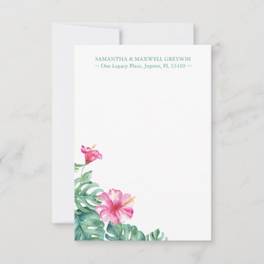 Tropical Hibiscus Flower Custom Notecards Mitteilungskarte (Vorderseite)