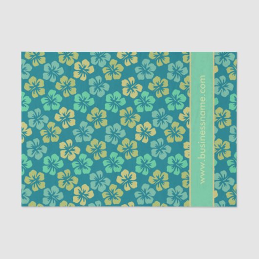 Tropical Hibiscus Flower Pattern Custom Text Seidenpapier (Vorderseite)