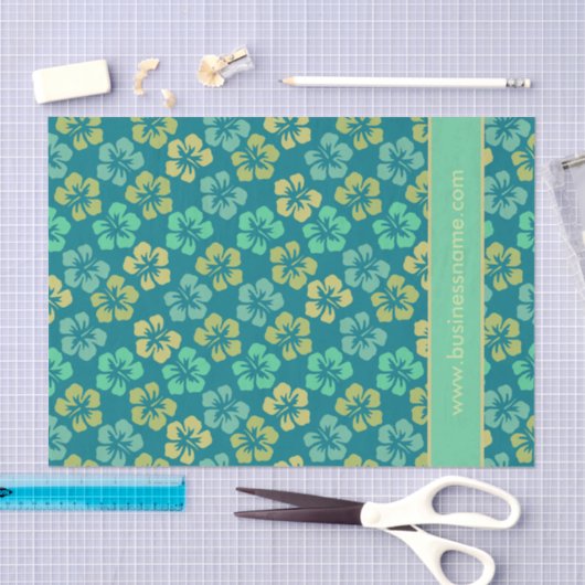 Tropical Hibiscus Flower Pattern Custom Text Seidenpapier (Handwerk)