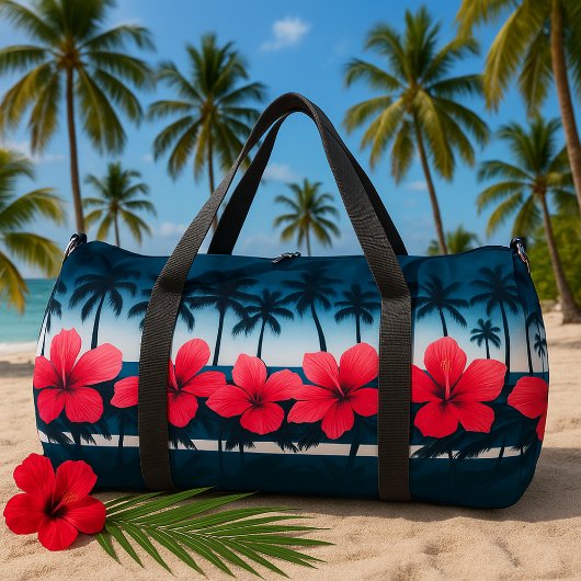 Tropical Hibiscus Flowers  Exotic Floral Design  Duffle Bag