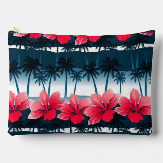 Tropical Hibiscus Flowers  Exotic Floral Design  Zubehörtasche (Vorderseite)