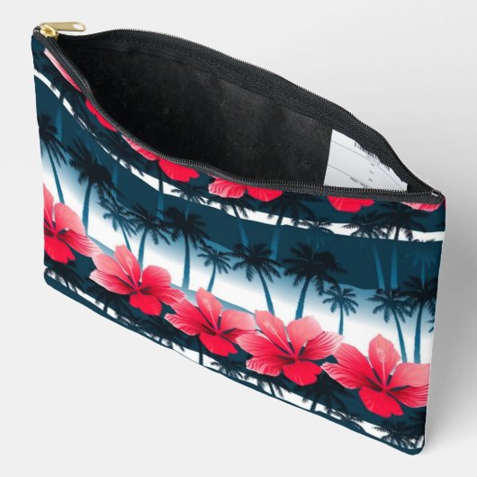 Tropical Hibiscus Flowers  Exotic Floral Design  Zubehörtasche (Offen)