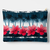Tropical Hibiscus Flowers  Exotic Floral Design  Zubehörtasche (Rückseite)