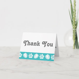 Tropical Hibiscus in Turquoise Thank You Card Dankeskarte