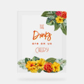 Tropical Hibiscus Luau Open Bar Acrylic Sign Acrylschild (Vorderseite)