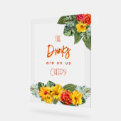 Tropical Hibiscus Luau Open Bar Acrylic Sign Acrylschild (Winkel)