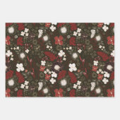 Tropical Hibiscus, Palm, Stripe Red Sage Christmas Geschenkpapier Set (Vorderseite)