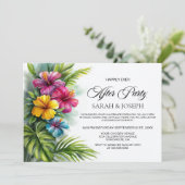 Tropical Hibiscus Wedding After Party Einladung (Stehend Vorderseite)
