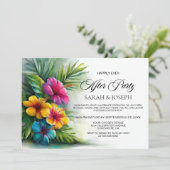 Tropical Hibiscus Wedding After Party Einladung (Stehend Vorderseite)