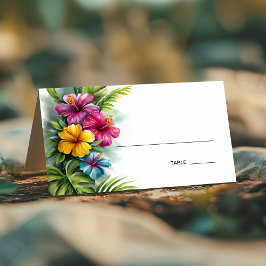 Tropical Hibiscus Wedding Place Card Platzkarte