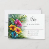 Tropical Hibiscus Wedding RSVP Karte (Vorderseite)