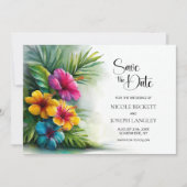 Tropical Hibiscus Wedding Save the Date (Vorderseite)