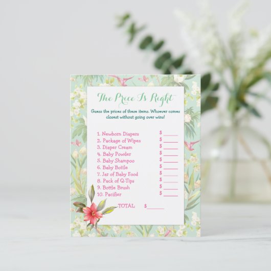 Tropical Hibiskus Baby Shower Games 2 Seiten (Stehend Vorderseite)
