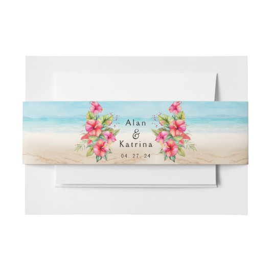Tropical Hibiskus Beach Waves Einladungsbanderole (Vorderseite Beispiel)