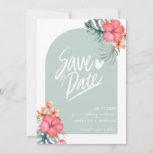 Tropical Hibiskus Beach Wedding Foto Save The Date (Vorderseite)