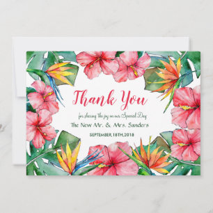 Tropical Hibiskus Hawaiian Wedding Dankeschön Card Dankeskarte