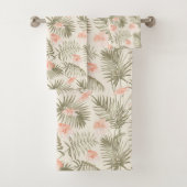 Tropical Hisbiscus Palm Tree Muster Badhandtuch Set (Insitu)