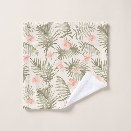 Tropical Hisbiscus Palm Tree Muster Badhandtuch Set (Waschlappen)