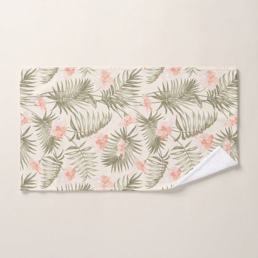 Tropical Hisbiscus Palm Tree Muster Badhandtuch Set (Handtuch)