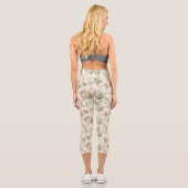 Tropical Hisbiscus Palm Tree Muster Capri Leggings (Rückseite)