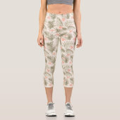 Tropical Hisbiscus Palm Tree Muster Capri Leggings (Vorderseite)