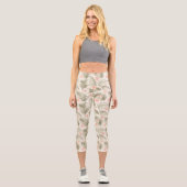 Tropical Hisbiscus Palm Tree Muster Capri Leggings (Vorderseite)