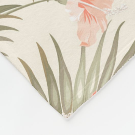 Tropical Hisbiscus Palm Tree Muster Fleecedecke (Ecke)