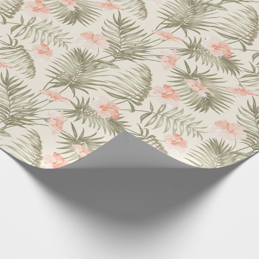 Tropical Hisbiscus Palm Tree Muster Geschenkpapier (Ecke)