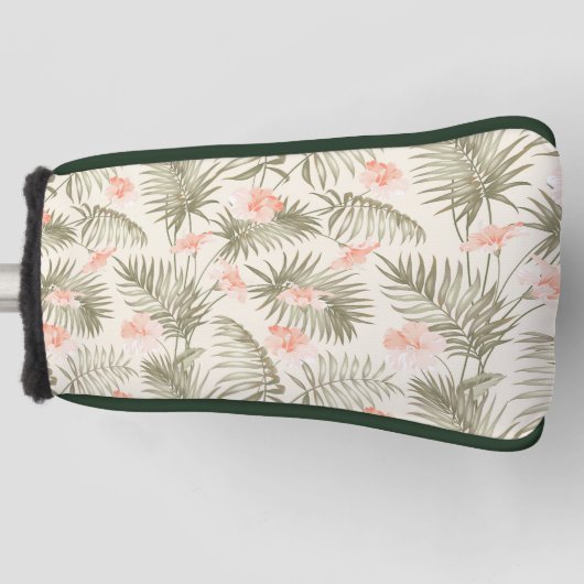 Tropical Hisbiscus Palm Tree Muster Golf Headcover (Vorderseite)