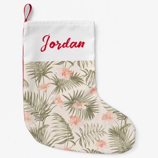 Tropical Hisbiscus Palm Tree Muster Kleiner Weihnachtsstrumpf (Vorderseite)