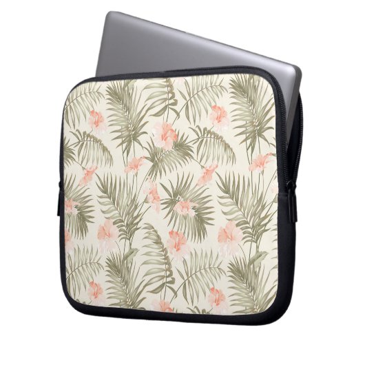 Tropical Hisbiscus Palm Tree Muster Laptopschutzhülle (Vorderseite Links)