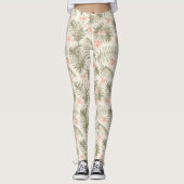 Tropical Hisbiscus Palm Tree Muster Leggings (Vorderseite)